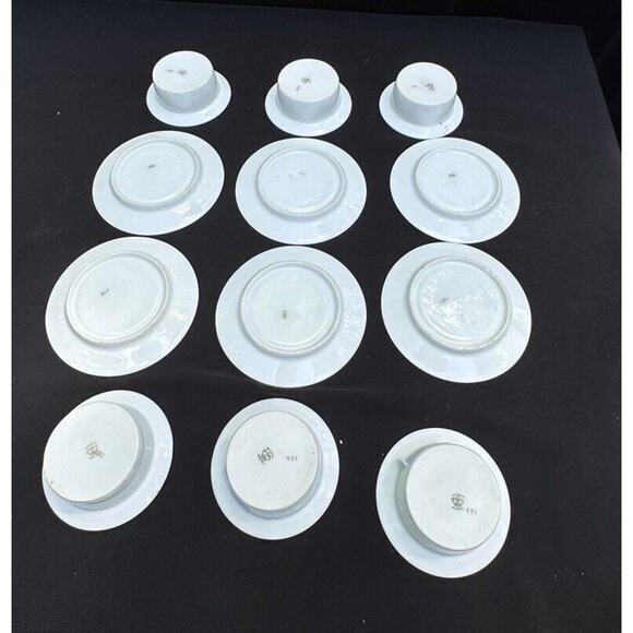 6 Antique Victoria Austria Porcelain Ramekins W/ Under-plates Floral Rare! -A60 - Picture 10 of 13